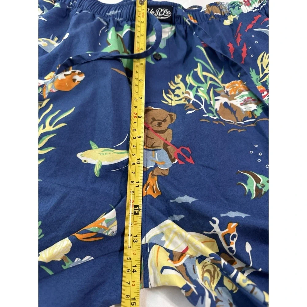Polo Ralph Lauren Men's Shorts Large Nautical Polo Bear Sharks Fish Graphic